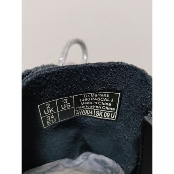 Dr. Martens 1460 Pascal J Kids Black Suede Metallic Stars Lace Up Boots SZ3 - Picture 5 of 9